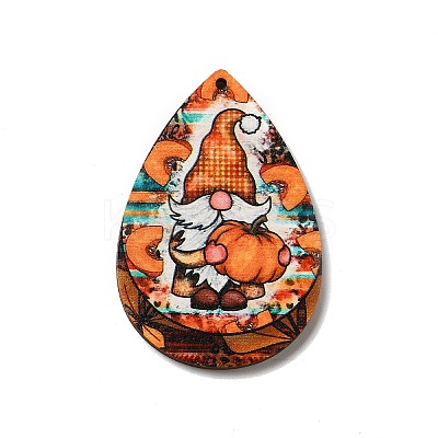 Single Face Printed Wood Big Pendants WOOD-H102-04A-1