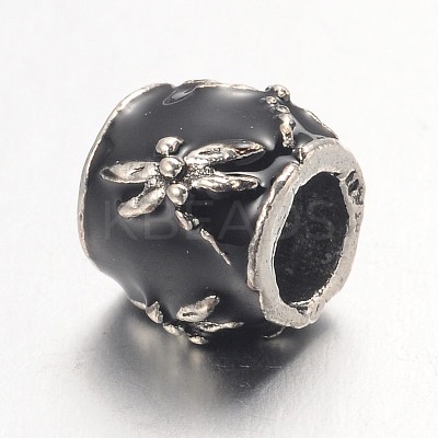 Barrel Large Hole Alloy Enamel European Beads MPDL-L013-10E-1