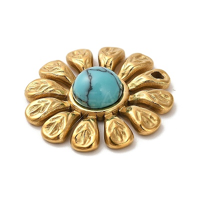 Synthetic Turquoise Flower Pendants STAS-R009-05G-06-1