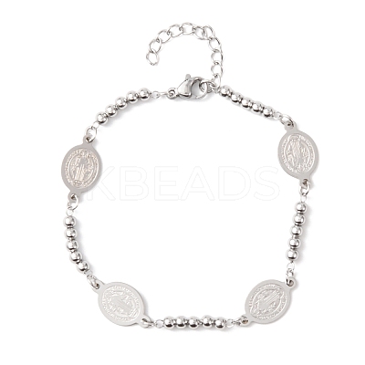 Religion 304 Stainless Steel Link Bracelets BJEW-F524-04A-P-1