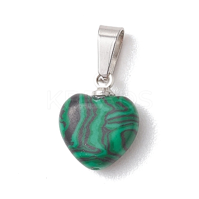 Natural & Synthetic Mixed Gemstone Heart Charms PALLOY-JF04955-02-1