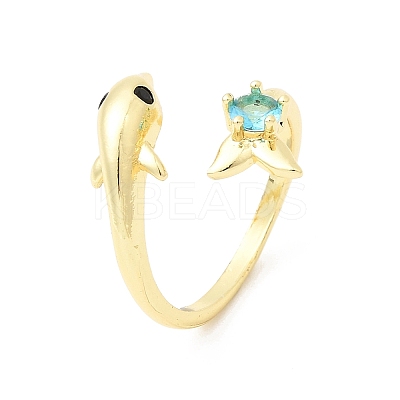 Brass Micro Pave Cubic Zirconia Cuff Rings for Women LS-RJEW-K312-01A-G-1