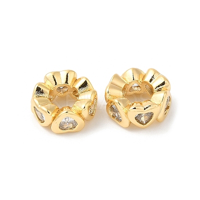 Brass Micro Pave Cubic Zirconia European Beads KK-P234-24G-1