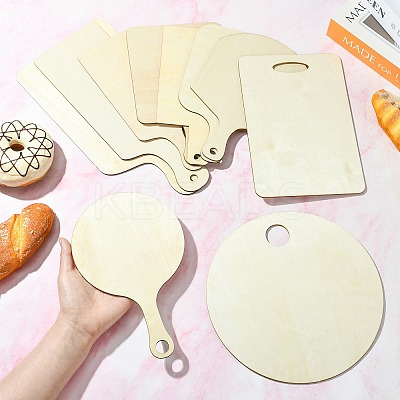 10Pcs 10 Styles Rectangle Wooden Mini Cutting Board with Handle AJEW-CJ0001-51-1