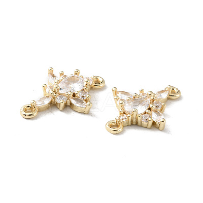 Brass Pave Clear Cubic Zirconia Connector Charms KK-G462-04KCG-1