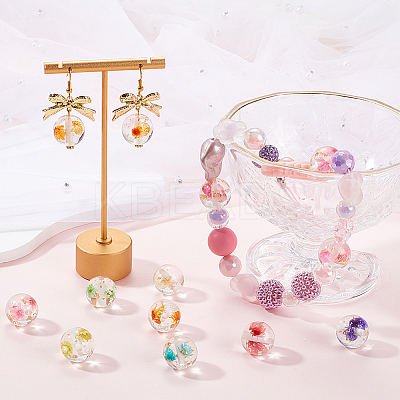 32Pcs 8 Styles Transparent Resin Inner Dried Flower Beads RESI-SC0005-63-1