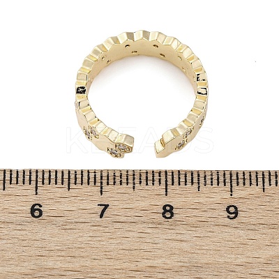 Brass Micro Pave Clear Cubic Zirconia Cuff Rings for Women LS-RJEW-S398-02G-1