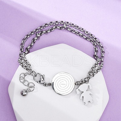 304 Stainless Steel Multi-strand Link Bracelets BJEW-A036-06P-1