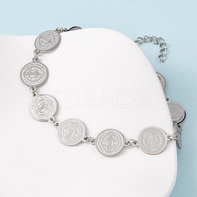 Religion 304 Stainless Steel Link Chain Bracelets for Women LS-BJEW-F524-01P-1