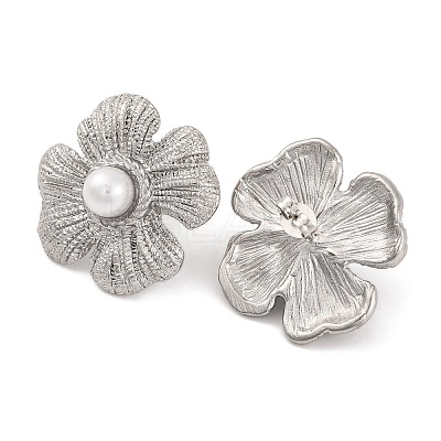 304 Stainless Steel with Plastic Imitation Pearl Stud Earrings for Women EJEW-Z057-11P-1