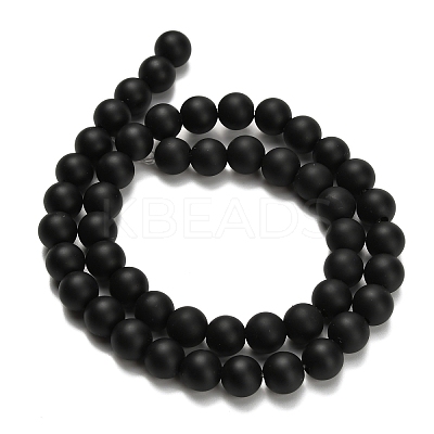 Natural Black Onyx(Dyed & Heated) Beads Strands G-Z024-01B-01-1