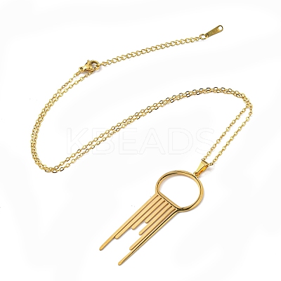 201 Stainless Steel Melting Ring Pendant Necklace with Cable Chains NJEW-Q317-34G-1