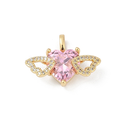Brass Micro Pave Clear Cubic Zirconia Pendants KK-R213-20G-1