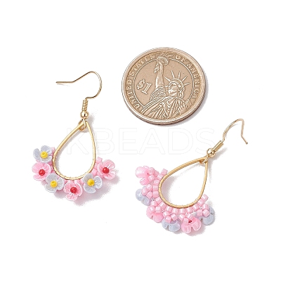 2Pairs Resin & Glass Seed Beads Teardrop Dangle Earrings EJEW-MZ00401-1