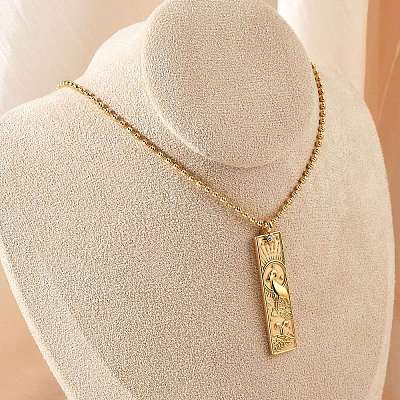 304 Stainless Steel Clear Cubic Zirconia Rectangle Constellation Pendant Necklaces for Women Men LS-NJEW-S435-01G-A-1