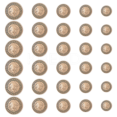 30Pcs 5 Styles Zinc Alloy Buttons BUTT-FH0001-016AG-1