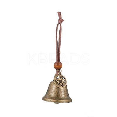 Iron Bell & Alloy Star Pendant Decorations HJEW-JM03366-1