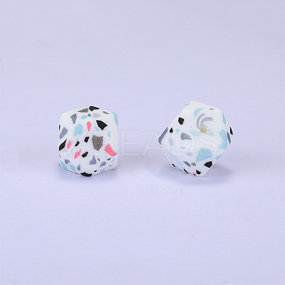 Colorful Pattern Printed Silicone Focal Beads SI-JX0022A-05-1