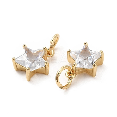 Rack Plating Brass Clear Cubic Zirconia Pendants KK-E081-03G-1