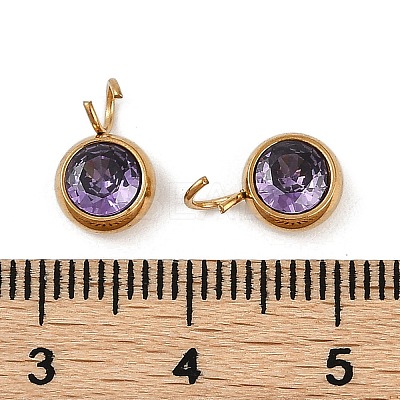 Ion Plating(IP) 304 Stainless Steel Micro Pave Cubic Zirconia Charms X-STAS-Z094-02G-04-1