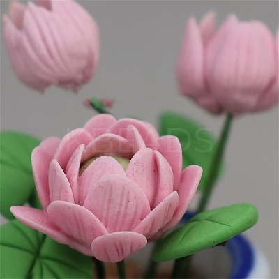 Polymer Clay Lily with Resin Basket Miniature Ornaments PW-WGD70FB-01-1
