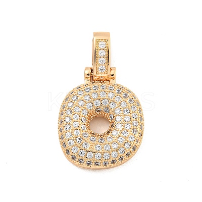 Brass Micro Pave Clear Cubic Zirconia Pendants KK-B099-01G-O-1