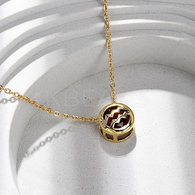 Brass Pave Cubic Zirconia Birth Stone Constellation Pendant Cable Chain Necklaces LS-NJEW-D334-01G-02-1