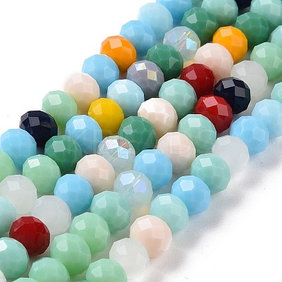 Electroplate Pearl Luster Plated Imitation Jade Glass Faceted Rondelle Beads Strands EGLA-F020-02-8mm-1