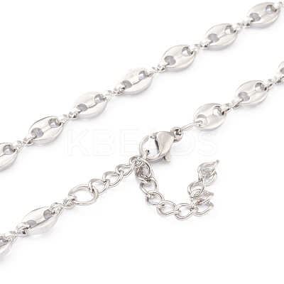 Non-Tarnish 304 Stainless Steel Coffee Bean Chain Necklaces NJEW-O123-01P-1
