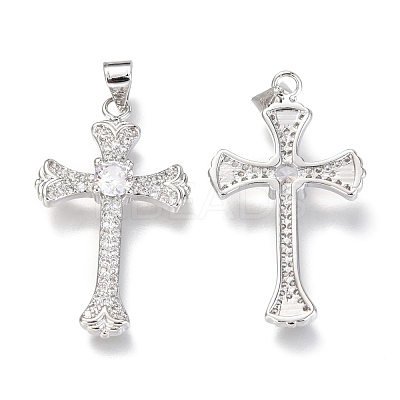 Brass Micro Pave Clear Cubic Zirconia Pendants ZIRC-O038-02P-1
