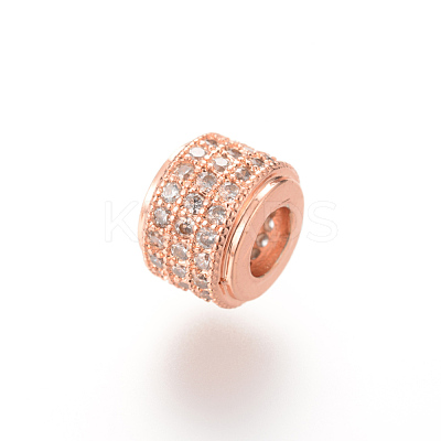 Brass Micro Pave Cubic Zirconia European Beads ZIRC-S053-YS013-1-1