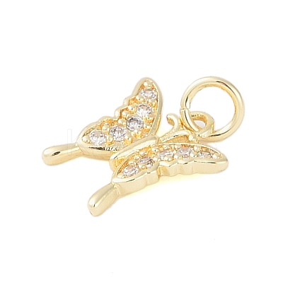 Rack Plating Brass Micro Pave Clear Cubic Zirconia Charms KK-Z060-05G-01-1