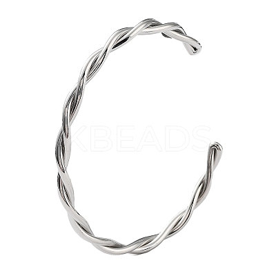 Non-Tarnish 304 Stainless Steel Twisted Rope Cuff Bangles for Women LS-BJEW-P296-01P-1