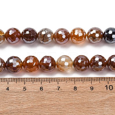 Electroplated Natural Agate Beads Strands G-B191-A07-10mm-13-1