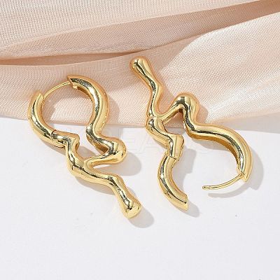 Rack Plating Brass Melting Drop Hoop Earrings for Women EJEW-Z019-19G-1