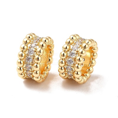 Brass Micro Pave Cubic Zirconia Large Hole Beads KK-M233-20G-1