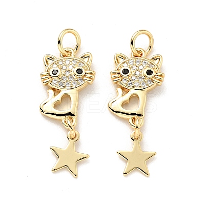 Eco-friendly Brass Micro Pave Clear Cubic Zirconia Pendants KK-D080-40G-1