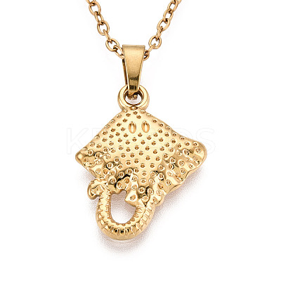 304 Stainless Steel Pendant Necklaces NJEW-T018-44G-1