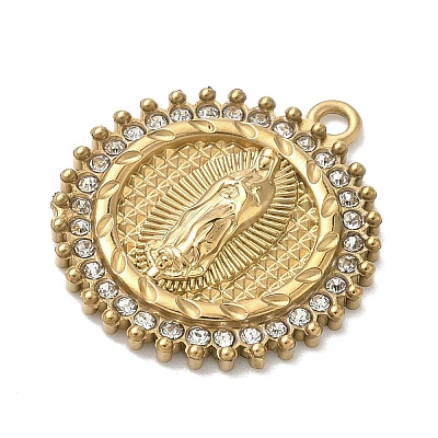 304 Stainless Steel & Rhinestone Pendants STAS-G371-09G-01G-1