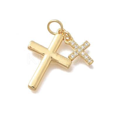 Brass Micro Pave Cubic Zirconia Pendants KK-D431-070G-1