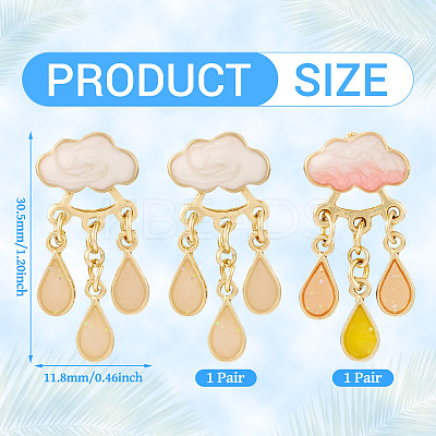 2 Pairs 2 Colors Cloud Alloy Enamel Dangle Stud Earrings for Women EJEW-TA0001-49B-1