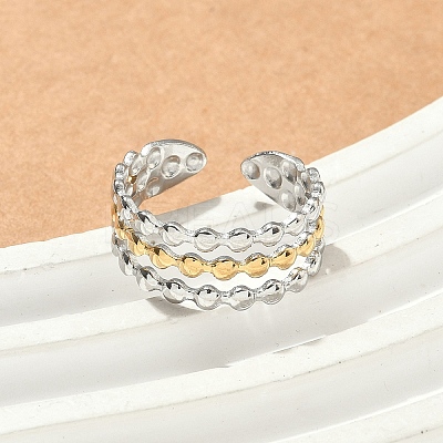 304 Stainless Steel Double Color Cuff Rings RJEW-S635-01GP-F-1