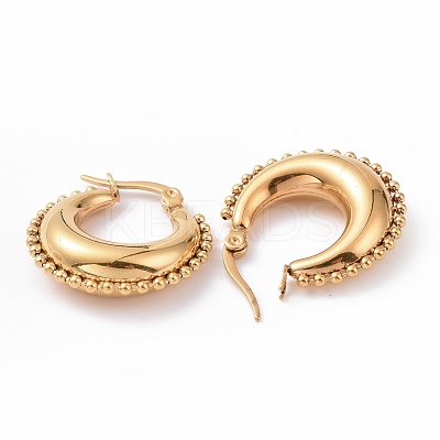 Iron Plating(IP) 304 Stainless Steel Crescent Moon Hoop Earrings for Women EJEW-G298-08G-1
