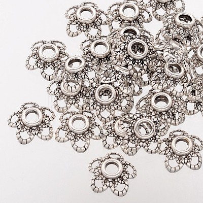5-Petal Flower Tibetan Silver Fancy Bead Caps AA484-1
