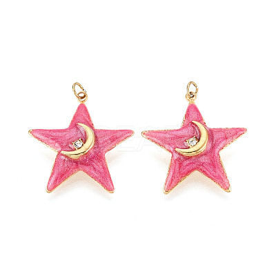 304 Stainless Steel Pave Crystal Rhinestone and Enamel Pendants STAS-T069-76-1