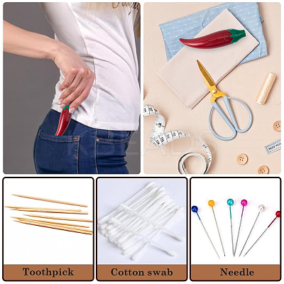 Chili Shape Plastic Needle Storage Case AJEW-WH20077-007-1