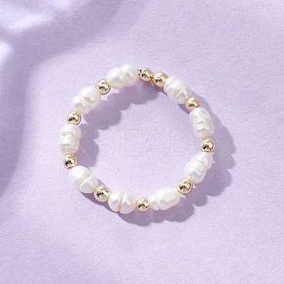 Adjustable Natural Cultured Freshwater Pearl Finger Rings for Women RJEW-JR00993-1