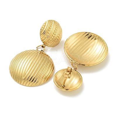 Ion Plating(IP) Flat Round 304 Stainless Steel Stud Dangle Earrings for Women EJEW-G400-35G-1