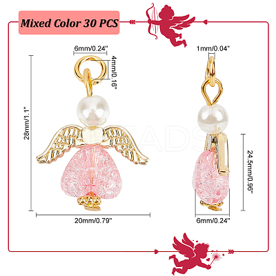 30Pcs Transparent Acrylic Pendants FIND-PH0008-05-WH-1