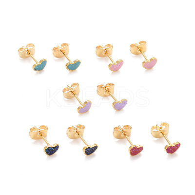 304 Stainless Steel Enamel Stud Earrings EJEW-B009-13G-1